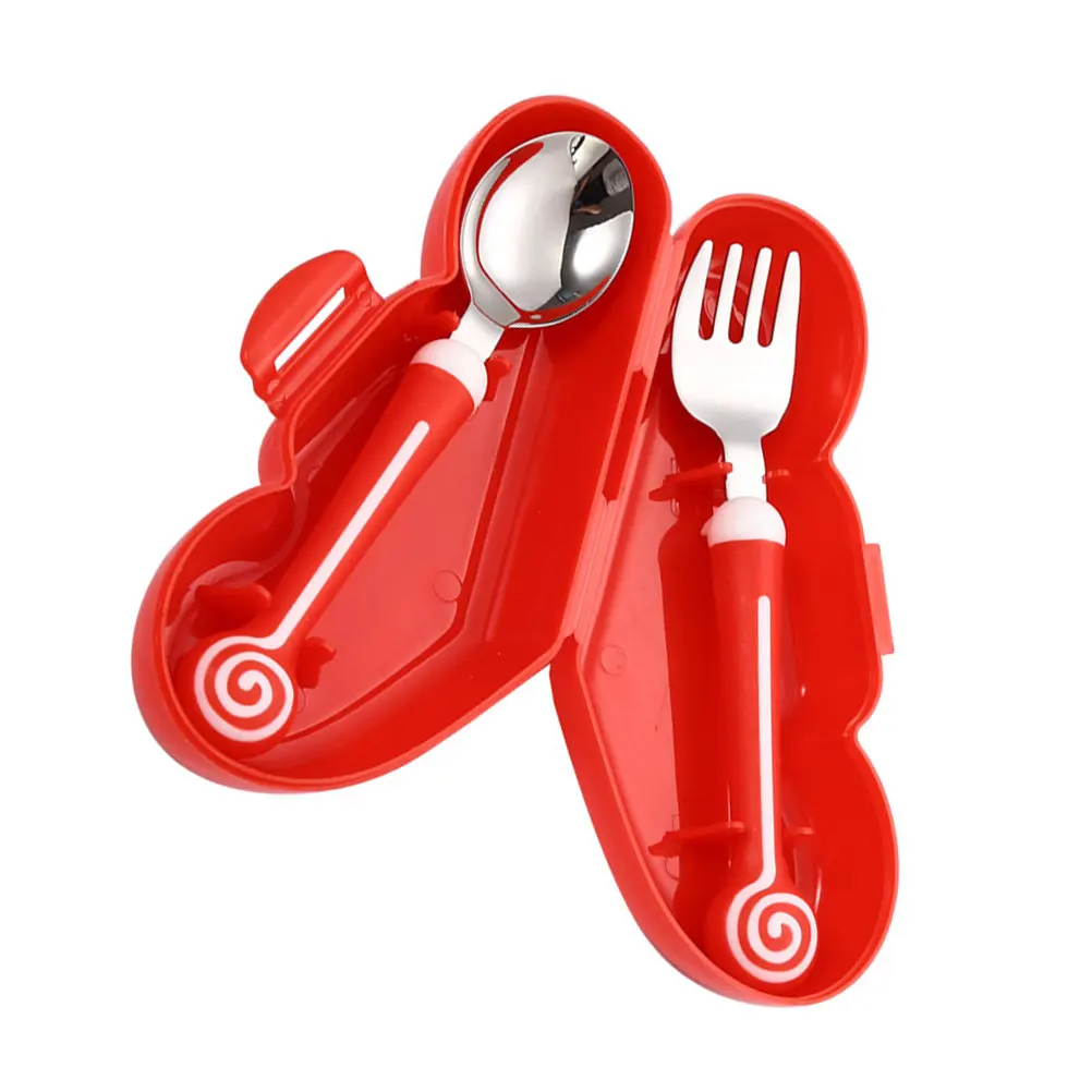 

1Set Toddler Tableware Kids Silicone Handle Spoon Fork Stainless Steel Baby Feeding Learning Flatware Kids Tableware