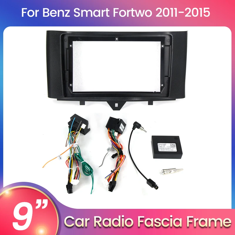 Double Din Car Radio Fascia Frame For Mercedes Benz Smart Fortwo 2011-2015 Mounting Accessories CANBUS BOX Cable Wire Adapter