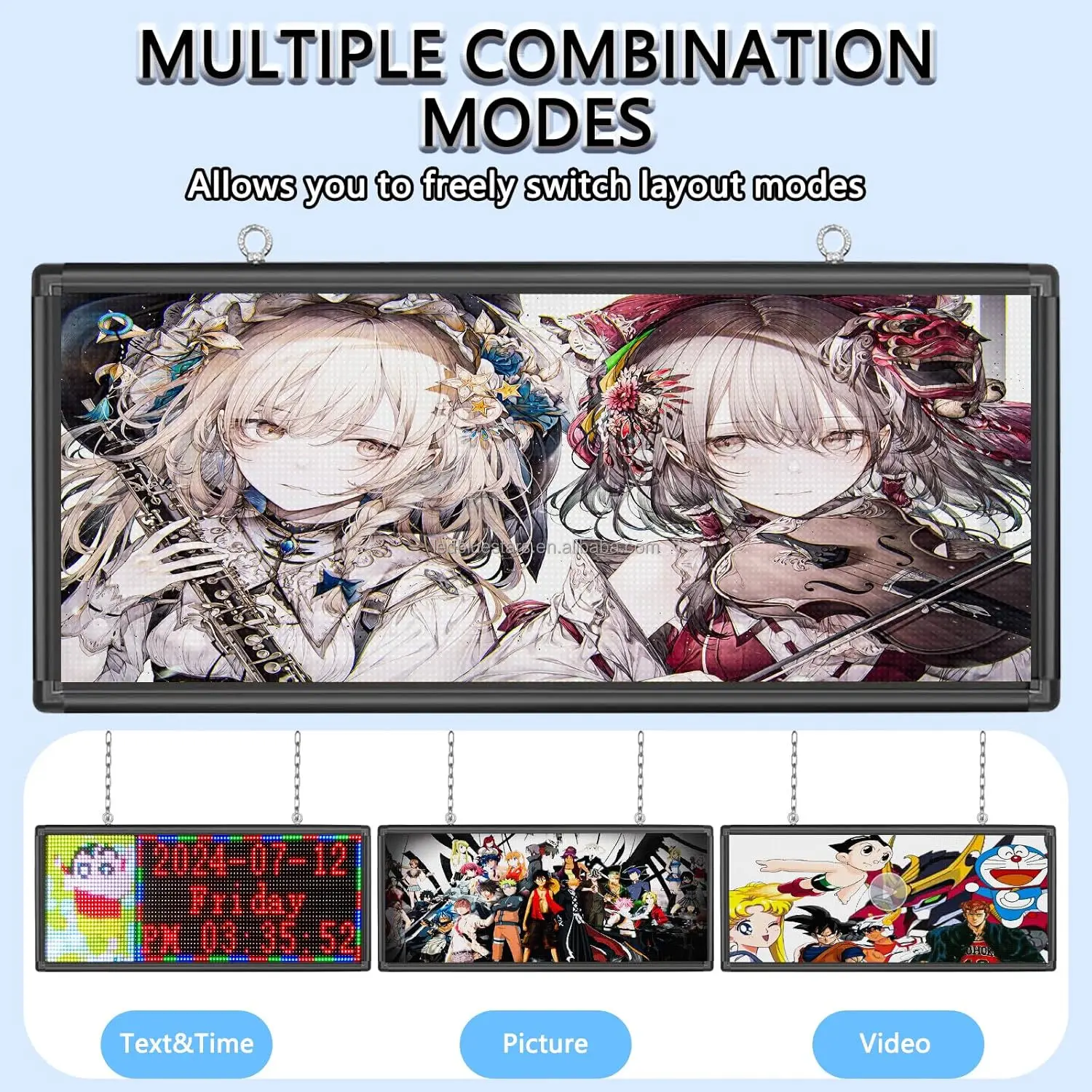 US 110V P10/P5/P6 Light Emitting Diode Display Panel Signage Restaurant Store IP65 Shopping Center Programmable Mobile