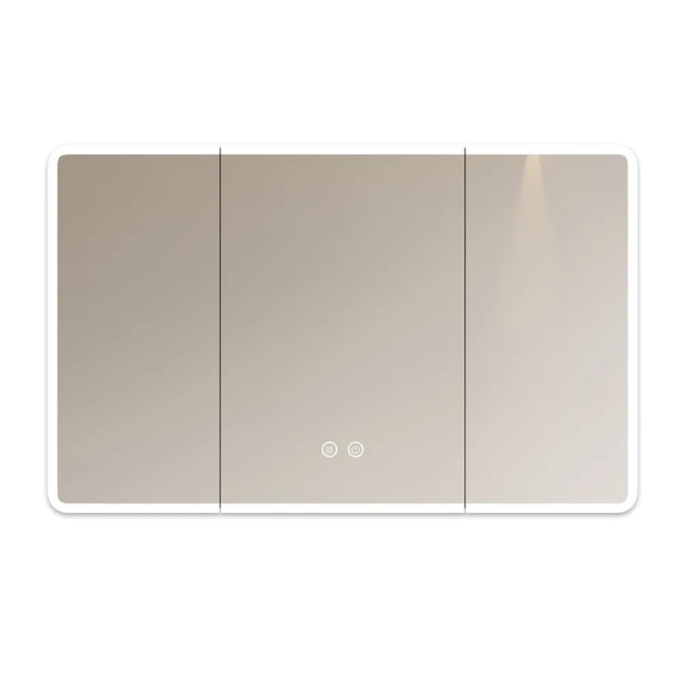 Space aluminum arc bathroom mirror smart mirror cabinet lighting locker bathroom wall storage vanity mirror tissue hole