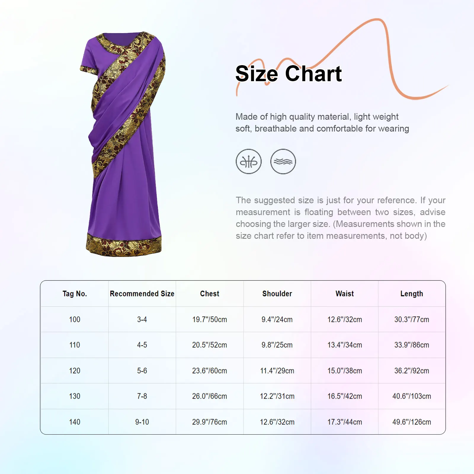 Girls Sari Robe Indian Girls Traditional Dress-up Clothing Nativity Princess Ethnic Halloween Masquerade Fancy Cosplay Costume view 6