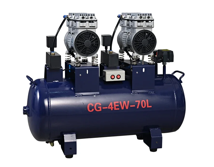 High-quality oil-free air compressor den tal clinic equipment low noise 70L den tal spare parts for 4 den tal chairs