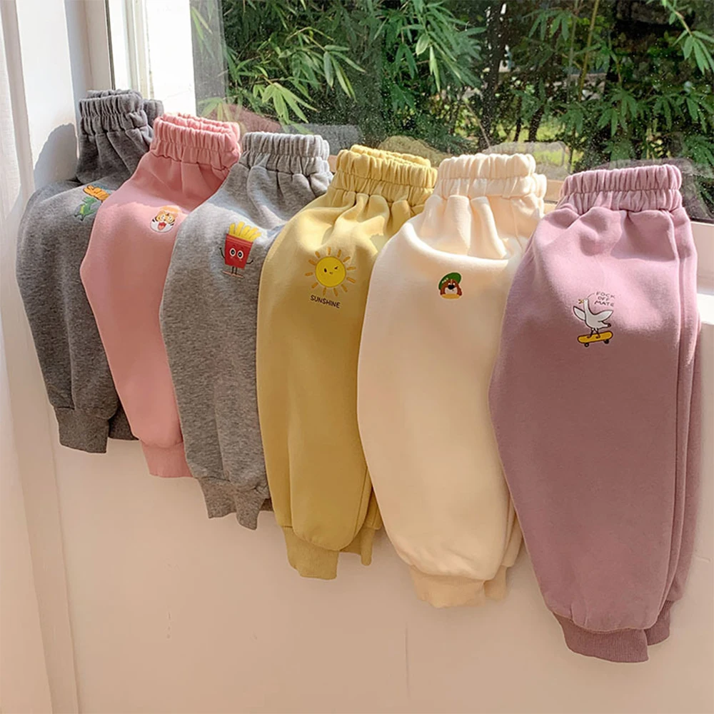 

Children's Clothing Autumn Boys and Girls Printed Cartoon Dinosaur Duck Kids Long Trousers Casual Sporty Pants Outfits Fashion