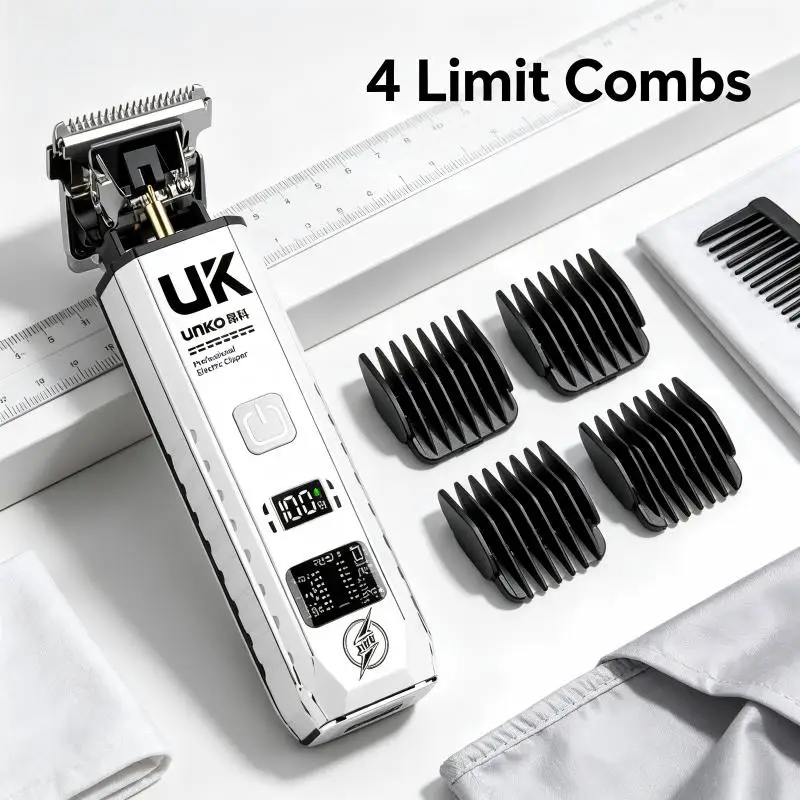 Electric Hair Clipper for Men Cordless Beard Trimmer Professional Barber Shaver 4 Guide Combs Brush USB C Charging Groom view 3