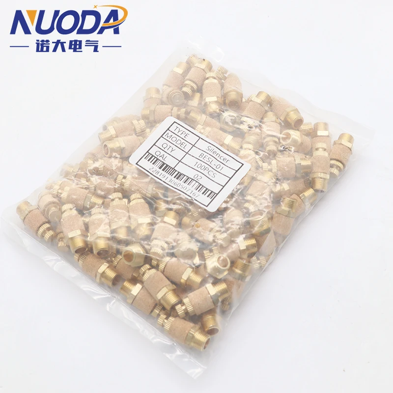100PCS SLL-01 SLL-02 Pneumatic Brass Exhaust Muffler 1/8 1/4 BSP Male Thread For Air Noise Adjustable SLL