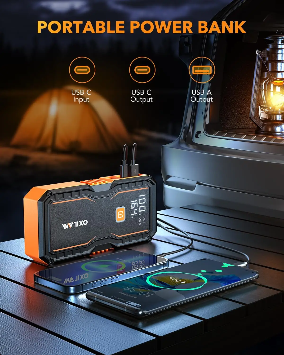 6000A Jump Starter for All Gas/12L Diesel, 12V Portable Car Battery Jumper with LED Display, USB & Type-C view 6