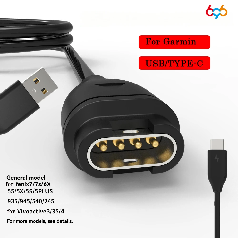 Cargador tipo C para Garmin Watch USB-C Cable de carga de datos para Fenix7 7s 6X55 5X 5S 5PLUS 935 945 540 245 para Vivoactive3 35 4