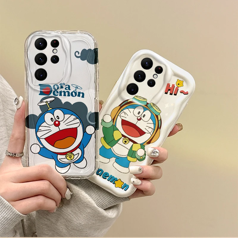 

New Doraemon Cartoon Phone Case For Samsung Galaxy S25 S24 S23 S22 Ultra Plus S21 FE A73 A72 A55 A54 Silicone Anti-Scratch Cover