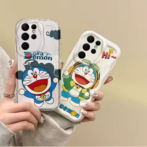 New Doraemon Cartoon Phone Case For Samsung Galaxy S25 S24 S23 S22 Ultra Plus S21 FE A73 A72 A55 A54 Silicone Anti-Scratch Cover