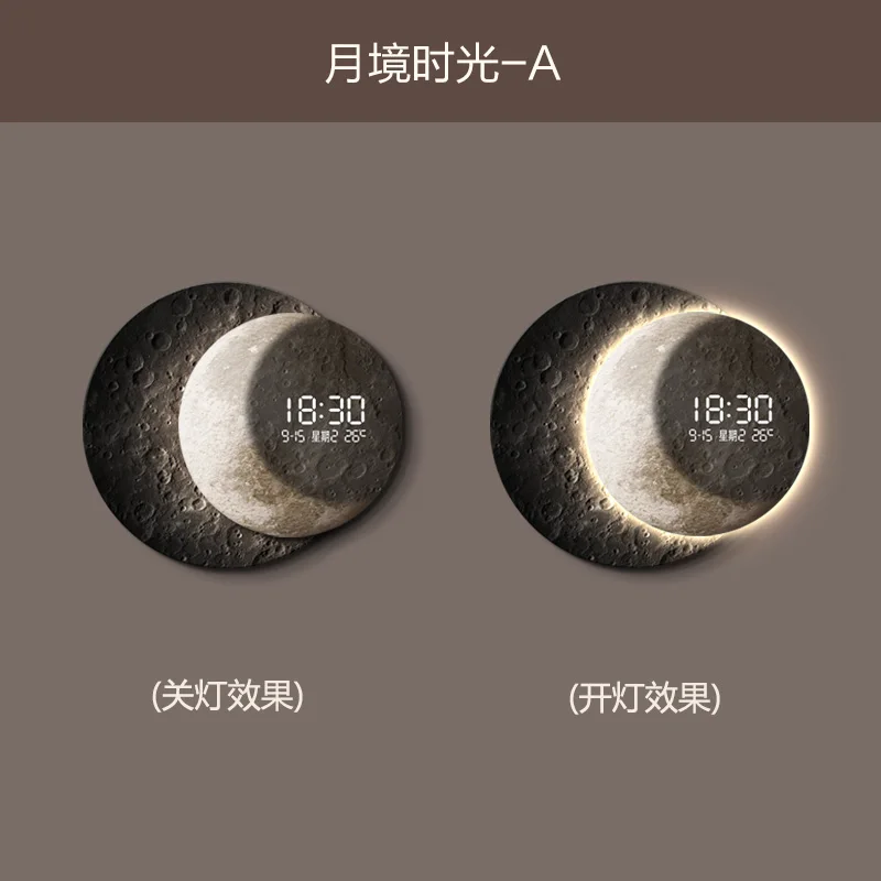 Sentido avançado 2025 tv fundo luz de parede luxo lua sofá com relógio sala estar varanda circular lâmpada mural