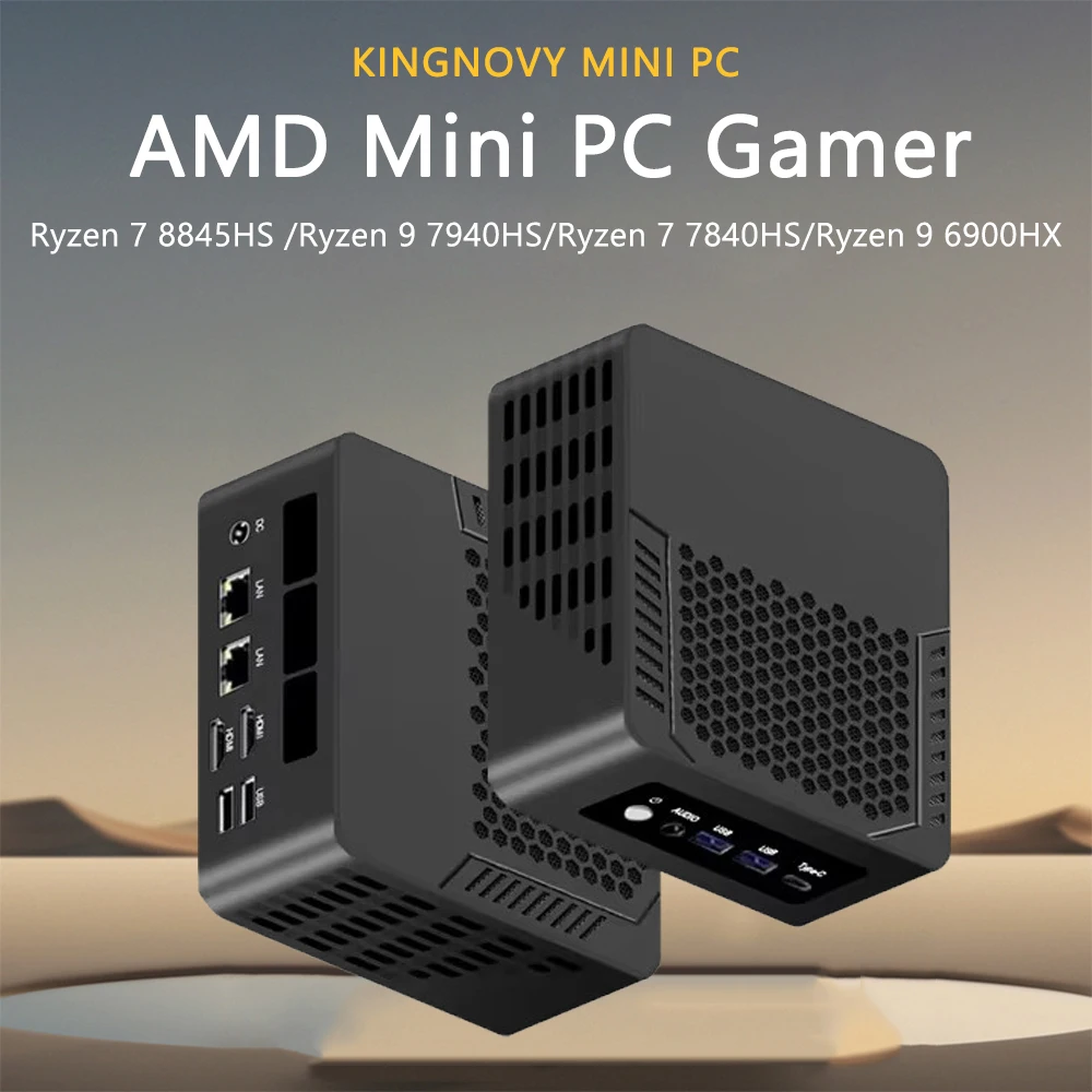 듀얼 LAN 미니 게이밍 PC, 미니 컴퓨터, 4K HDMI 듀얼 디스플레이, 미니 데스크탑, AMD Ryzen 9 7940HS R7 7840HS, 16GB DDR4 512GB SSD