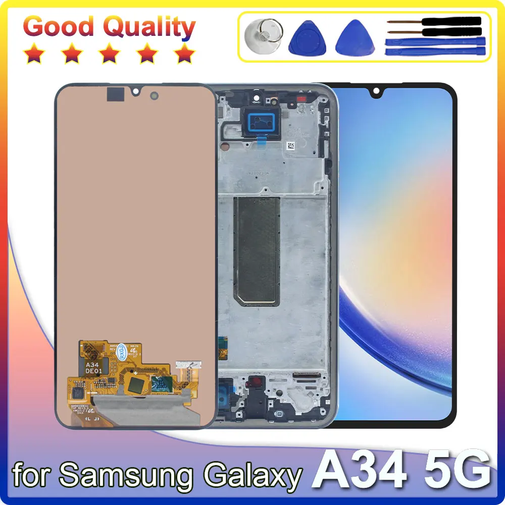 New Replacement for Samsung Galaxy A34 5G LCD Display Suitable for A34 5G A346E A346B A346M Mobile Phone LCD Screen Touch Screen