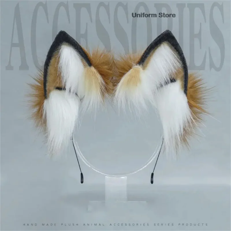 Peludo COS Anime bestia Animal orejas sombreros gato zorro oreja cola conjunto lobo diadema con orejas accesorios de Cosplay para fiesta Kawaii accesorios para el cabello