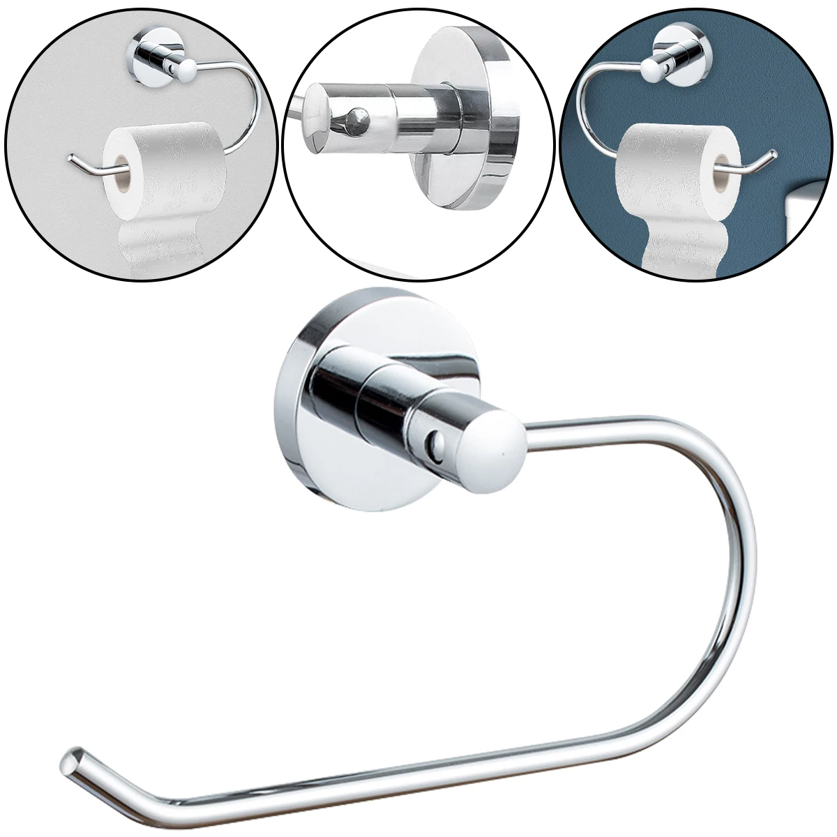 

1Pcs Useful Modern Round Toilet Paper Holder Bath Accessory Durable Easy Installation Concealed Screws