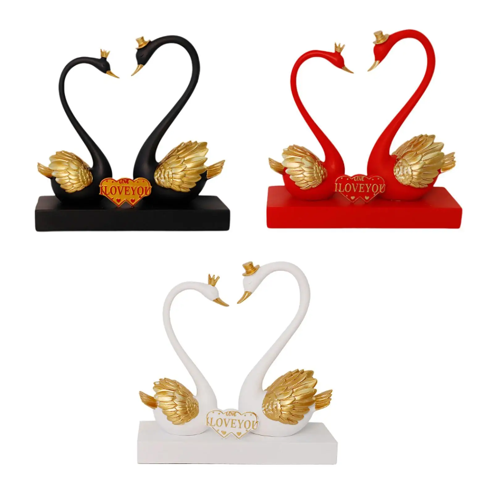 

Resin Swans Couples Figurine Romantic Table Centerpieces Collectible Elegant 22x9x22cm for Office Home Decor Modern Decorative