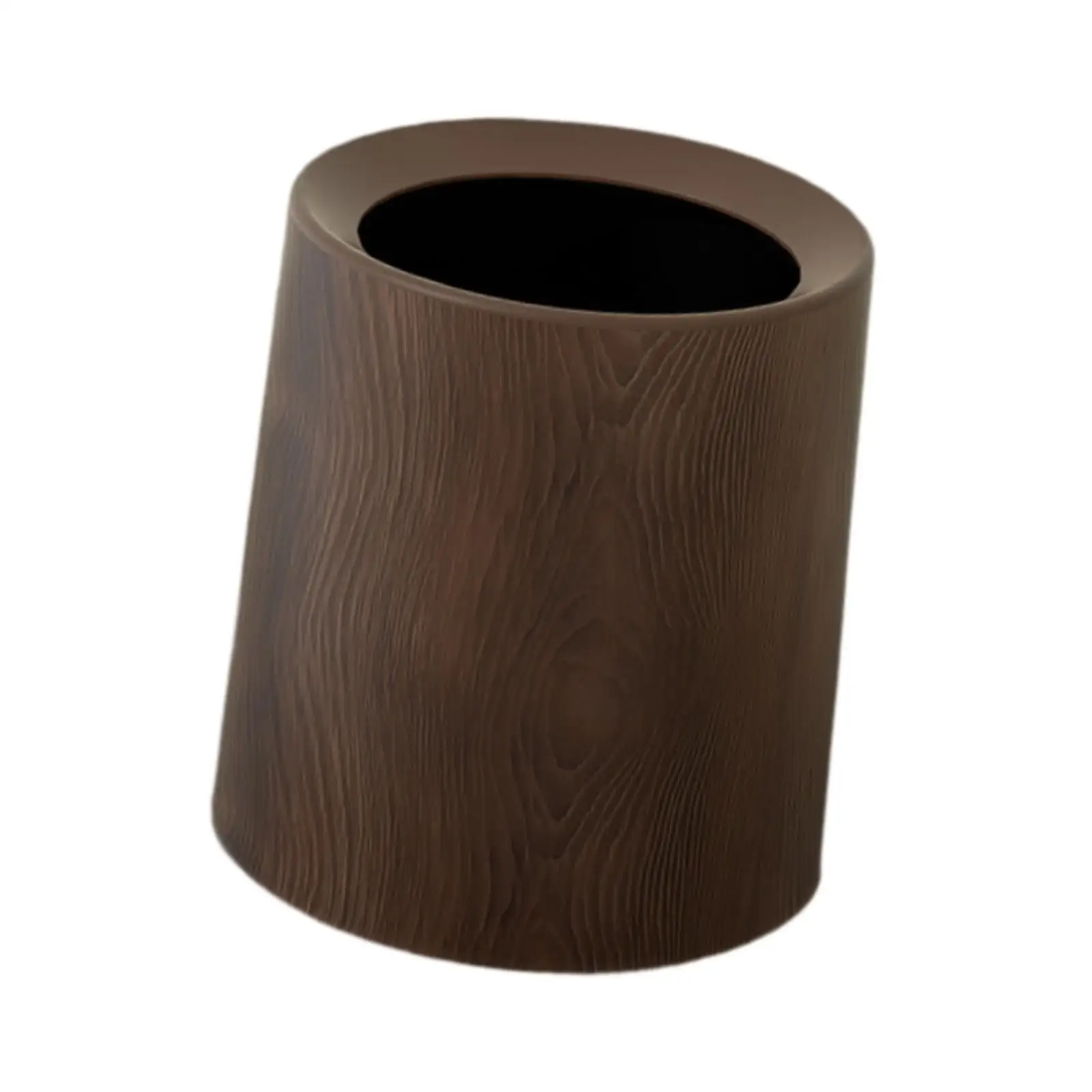 Wood Grain Plastic Trash Can Open Top Modern Room Aesthetic Garbage Container for Bedroom Study Room Restroom Hotel Powder Room