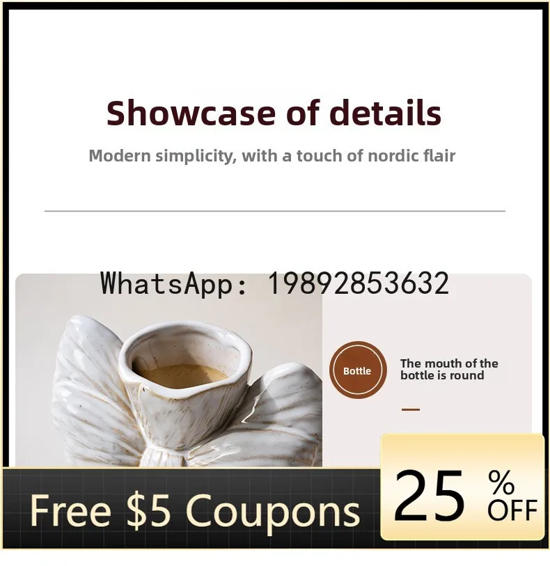 

L2-5 Ceramic Vase Creative Hydroponic Dried Flower Arranger Light Luxury Gift Box Decorative Ornament