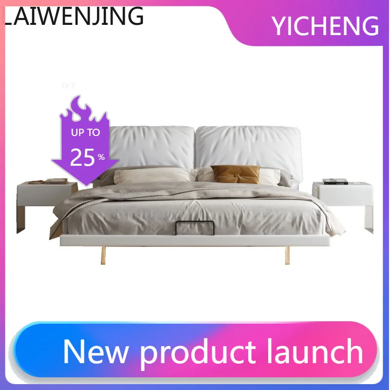 

LYY Light Luxury Floating Bed Double Master Bedroom Italian Minimalist with Sensor Bed