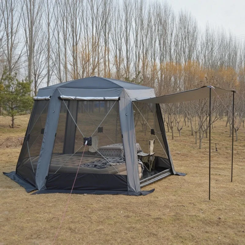 Wholesale Hexagonal Automatic Quick Open Outdoor Folding Outing Tent Yurt 5-8 People Camping Equipment