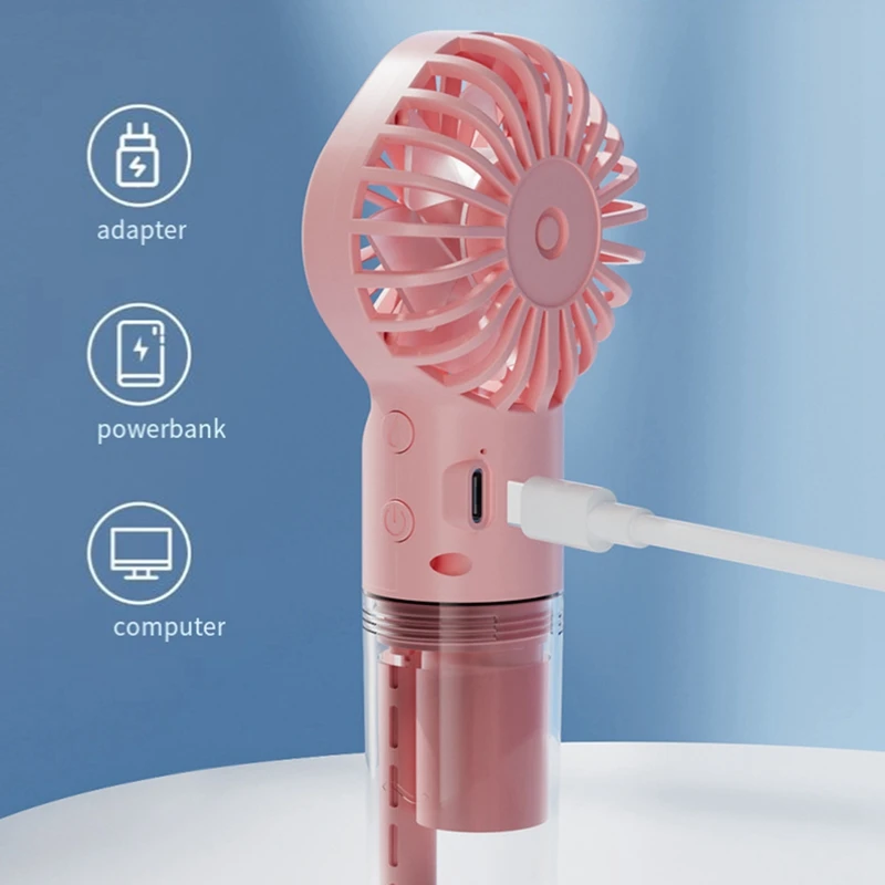 Portable Handheld Spray Fan Water Spray Mist Fan Student Dormitory Mini Fan Summer Supplies Outdoor Cooling Tool