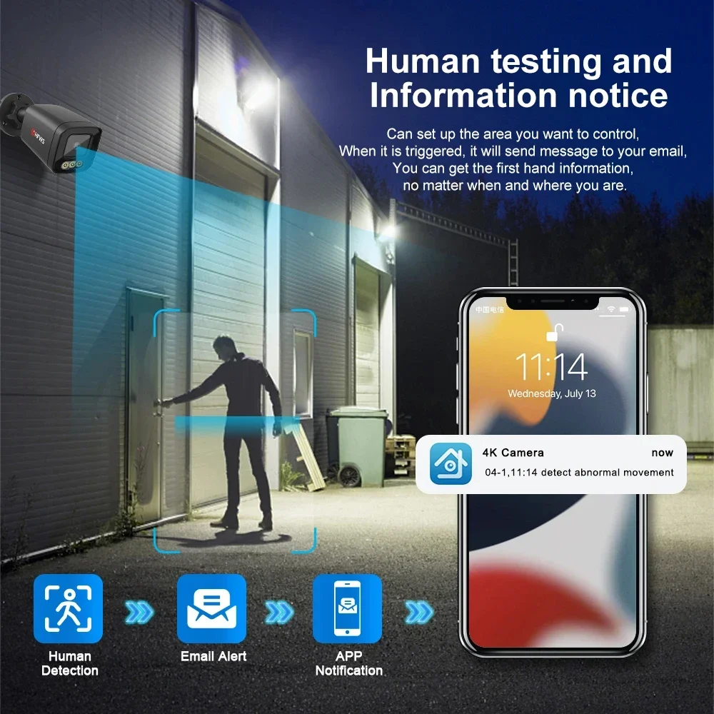 4K 8MP Black light Level Video Surveillance Camera System Outdoor CCTV Security IP Cameras Kit External Security Protection