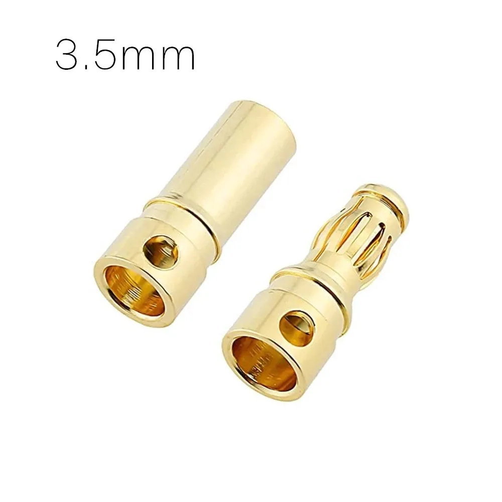 100pcs 2/3.5/4mm Gold Plated Banana Bullet Connectors Male Female Plug with Black Heat-Shrink Tube for RC Battery ESC Motor Part