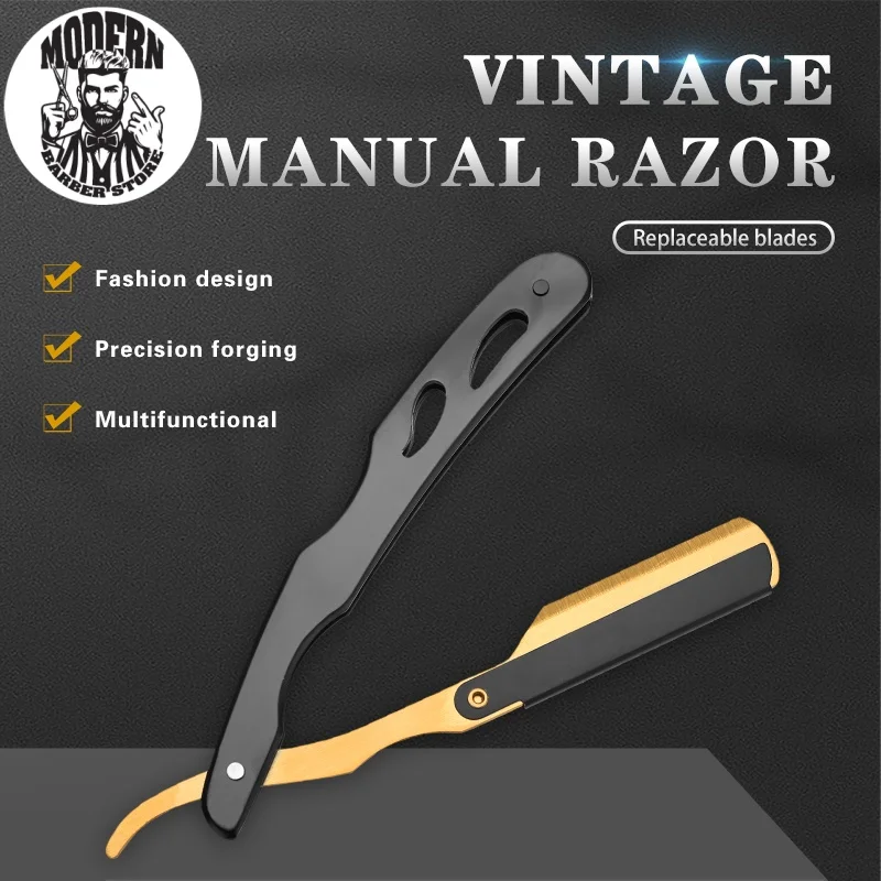 

Barbershop Men Shaving Barber Hair Razor Classic Manual Barber Razors Folding Knife Stainless Steel Household Styling Tools