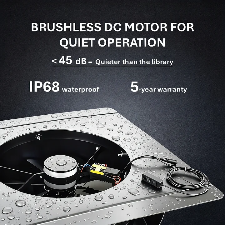 25 واط IP68 الشمسية الهجين بالطاقة HVAC سقف تنفيس النازع الحرارة الهواء الساخن محوري تدفق مروحة العادم OEM/ODM التخصيص الكرة تحمل #5