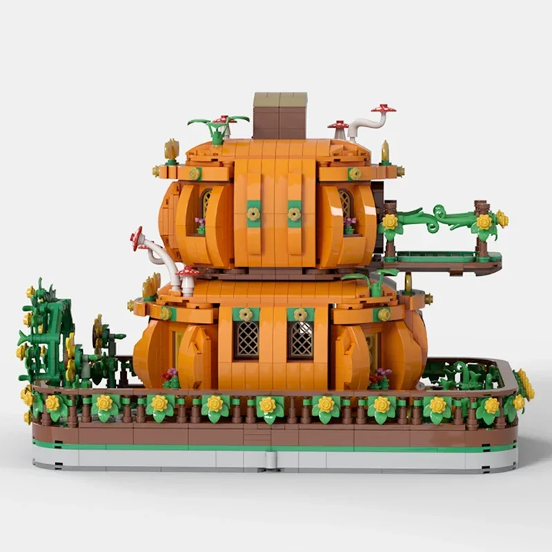 Modular Street View Model Moc Building Bricks Two Story Pumpkin House Technology Blocks Gifts Christmas Toys DIY Sets Assembly