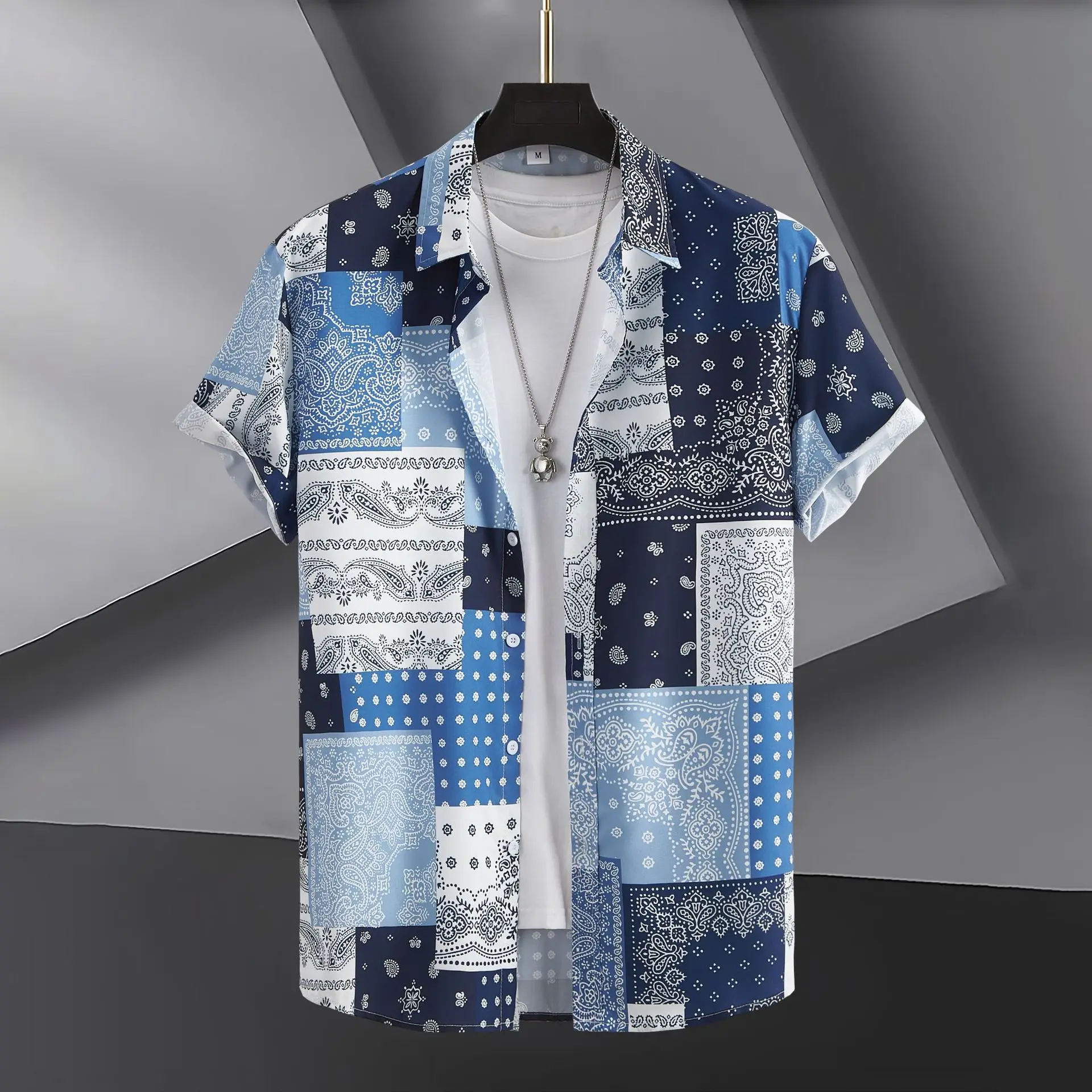 Camicia stampata da uomo hawaiana, alta qualità, 3D, floreale, animata, top da festa in spiaggia, maniche corte larghe, nuovo