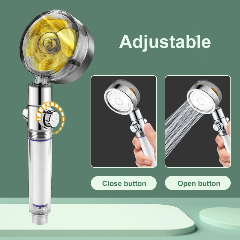 

Propeller Shower Head High Pressure Water Saving Supercharged Turbo Shower with Fan Filter Rainfall Bathroom Handheld Showerhead