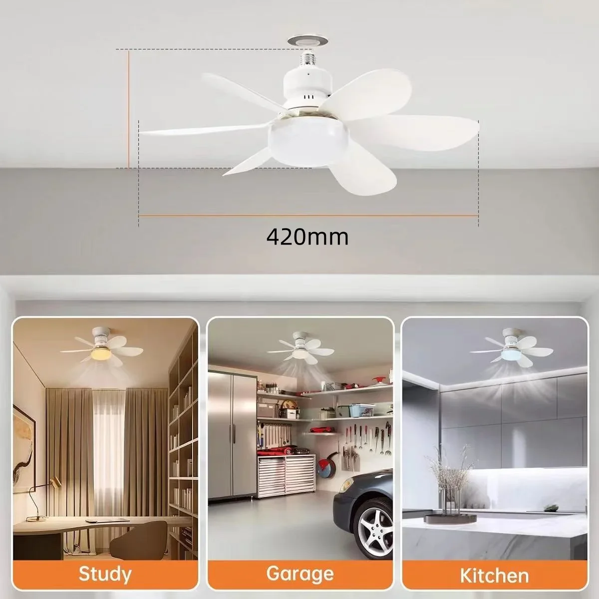 Household detachable fan blades, small fan, restaurant bedroom, intelligent remote control ceiling fan, wind and light adjustmen