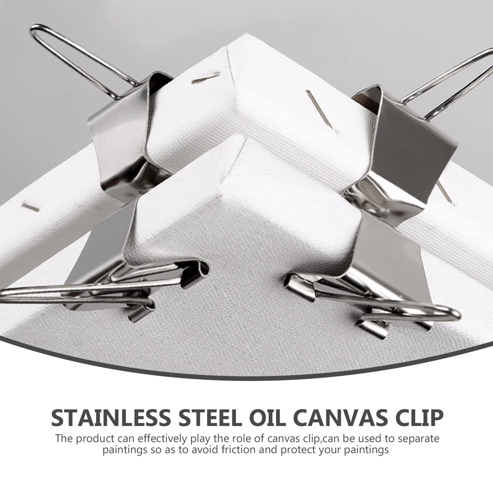 

4pcs Oil Canvas Clips Stainless Steel Painting Frame Clamps Supplies Wet Canvas Separator Smooth Surface Long Lasting