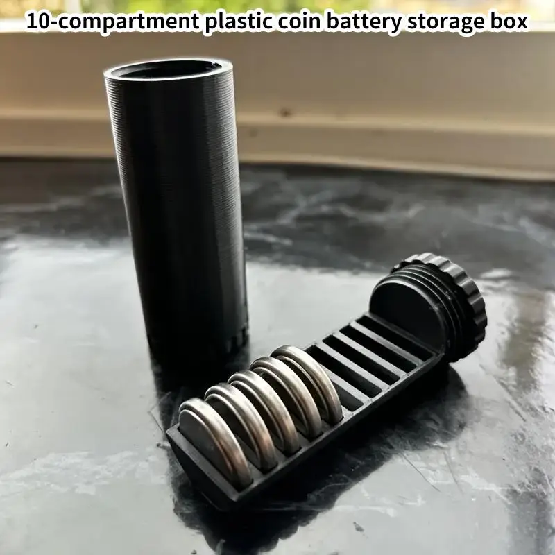 10 Compartment Coin Battery Organizer Case for CR2032 and CR2025 Cells Plastic Durable Storage Solution for Office Home Travel