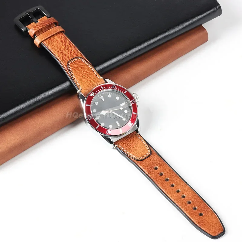 18mm 20mm 22mm Leather Strap Vintage Cowhide Watchband Quick Release Universal Wristband for Seiko for Rolex Replacement Band