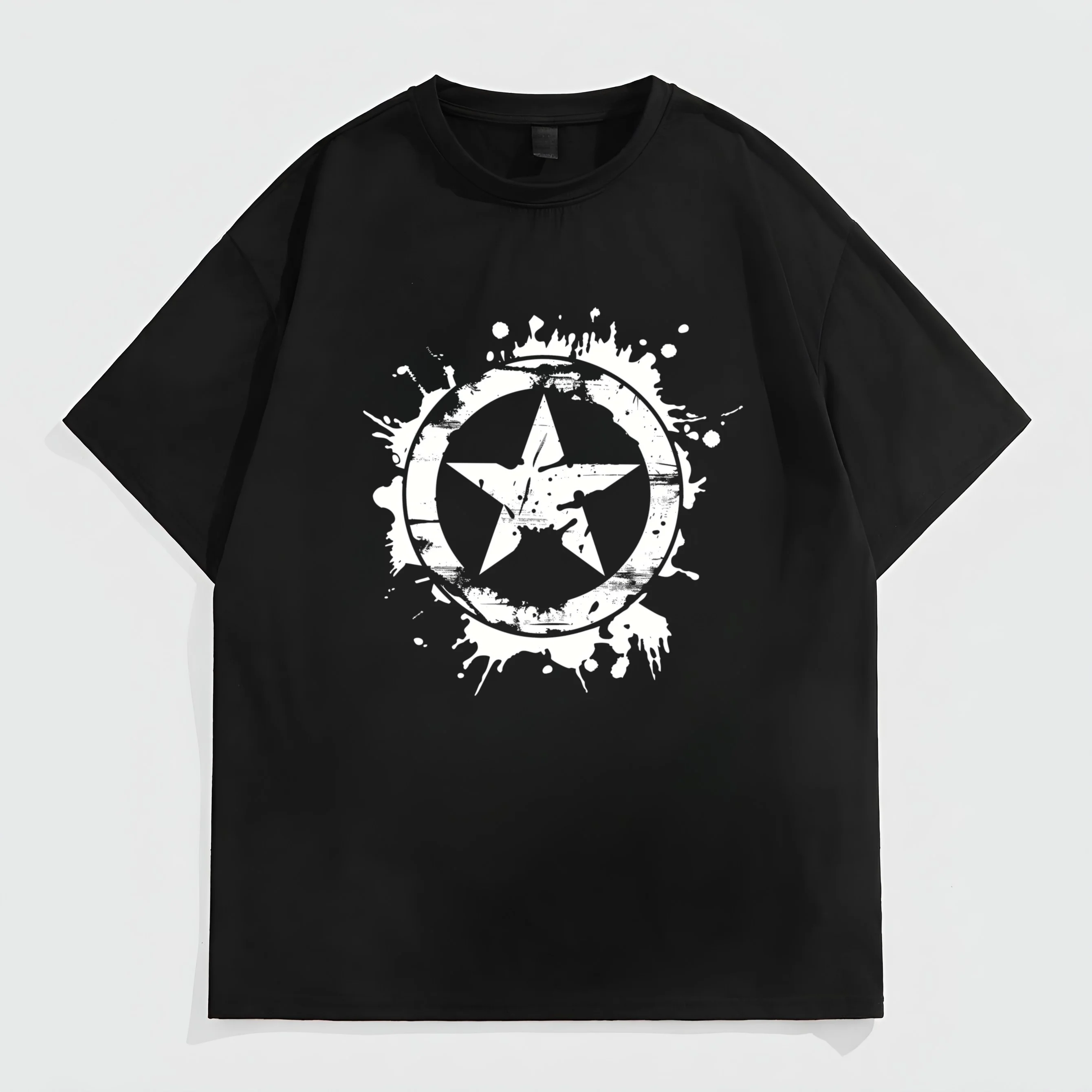 

Teevo Men's Casual T-Shirt Star Circle Splatter Print Daily Wear Fashion Top