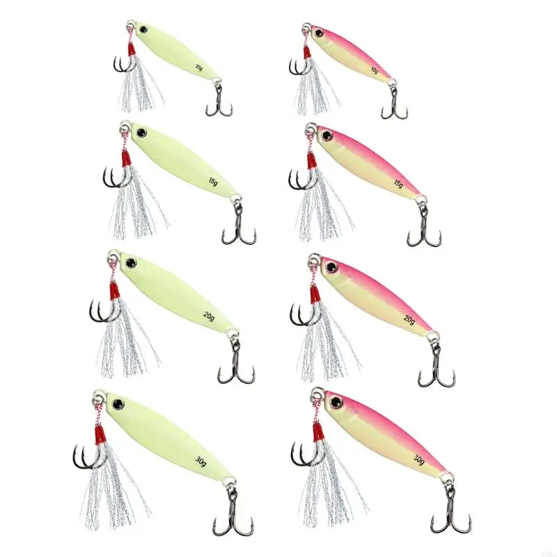 A0KA Luminously Fishing Jigging Hook Spinner Baits Metal Jig Spoon Fishing Lure Long Casting Jigging Spoon Lure Enduring