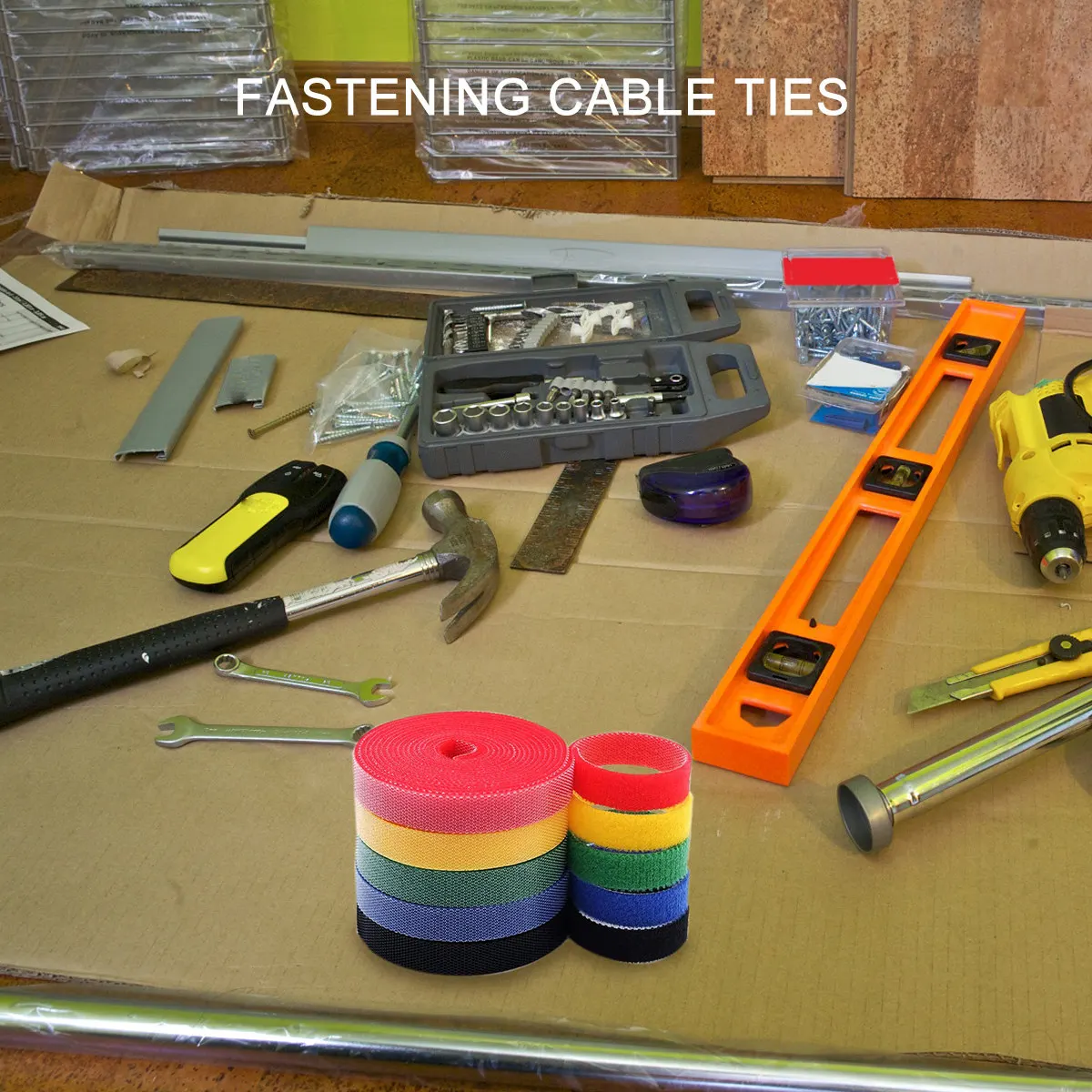 6 Rolls Reusable Cable Tie Hook Loop Fastening Strap Cord Organizer Wire Management Tool Fastening Cable Ties Wire Ties