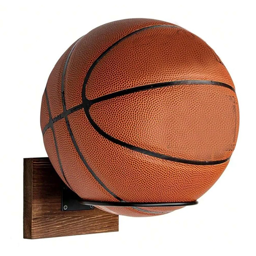 Ballständerhalter für Basketball, Wandmontage, Fußball-Ausstellungsständer, Aufbewahrungsregal aus Holz und Metall für Volleyball-Softball-Schals
