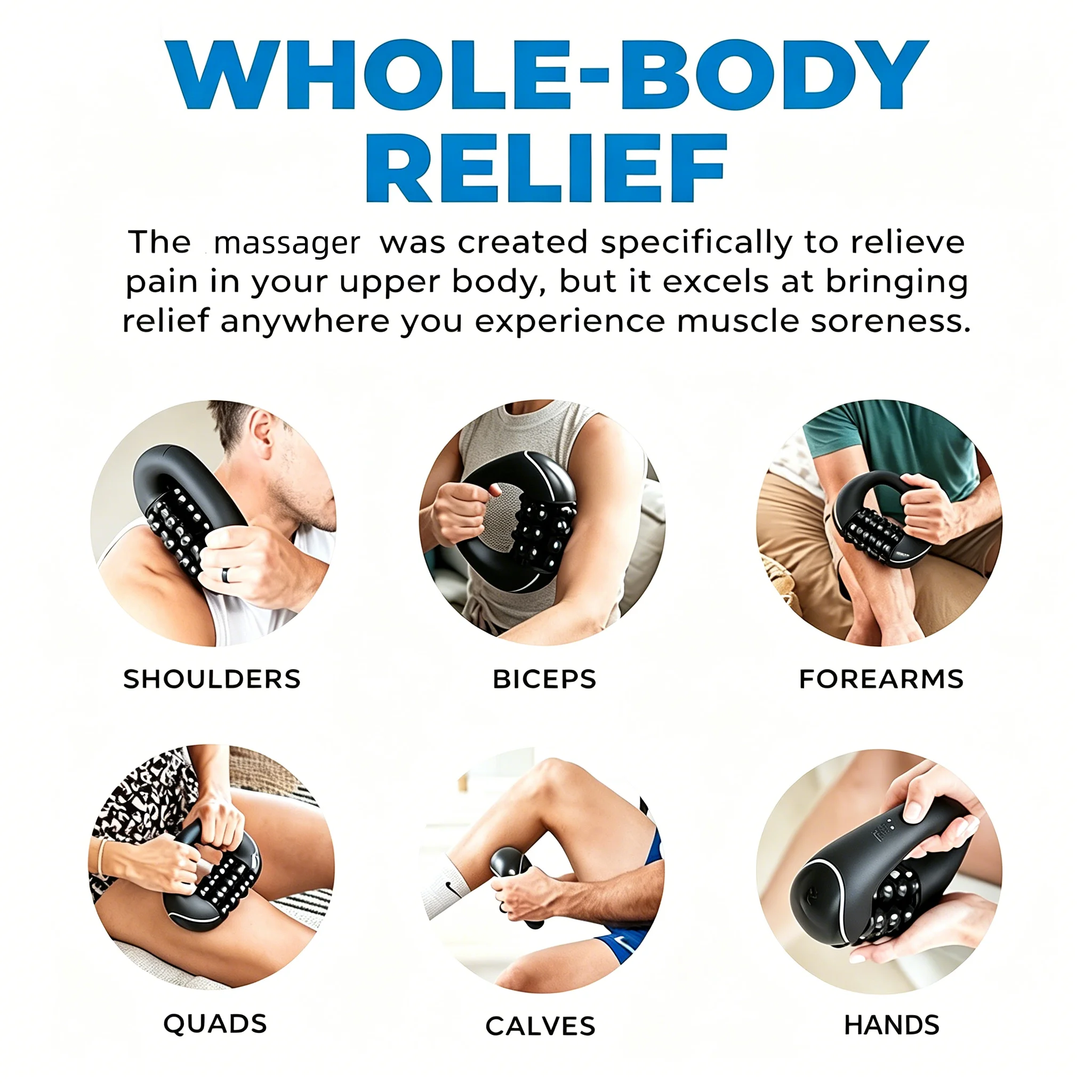 Electric Rolling Percussive Massager Whole Body Fatigue Relief Powerful 3-Speed Spin Deep Tissue & Muscle Recovery Rechargeable
