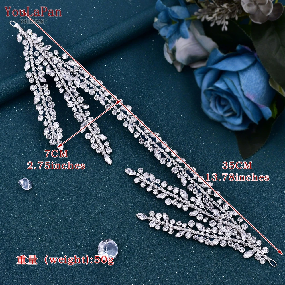 YouLaPan HP496 Strass-Braut-Stirnband Luxuriöses Braut-Haaraccessoire Damen-Kopfschmuck Hochzeits-Haaraccessoire Braut-Tiara – Detail 10