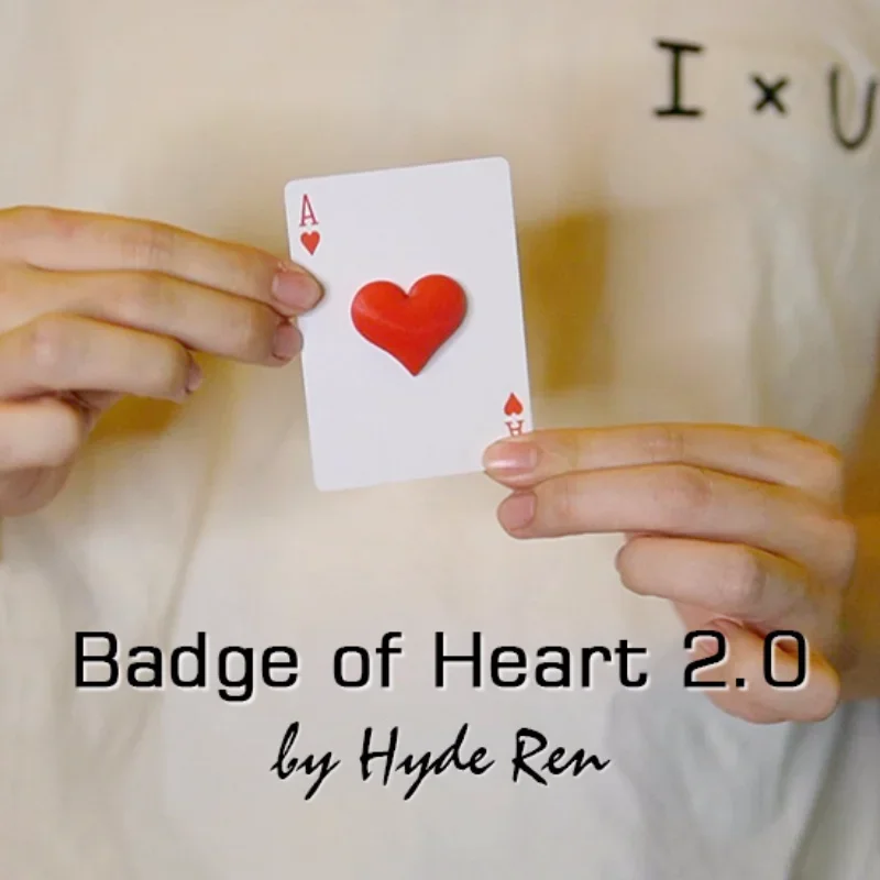 Badge of Heart 2.0 by Hyde Ren Magic Tricks Playing Card Heart Change Magician Close Up Street Illusions Gimmicks Mentalism