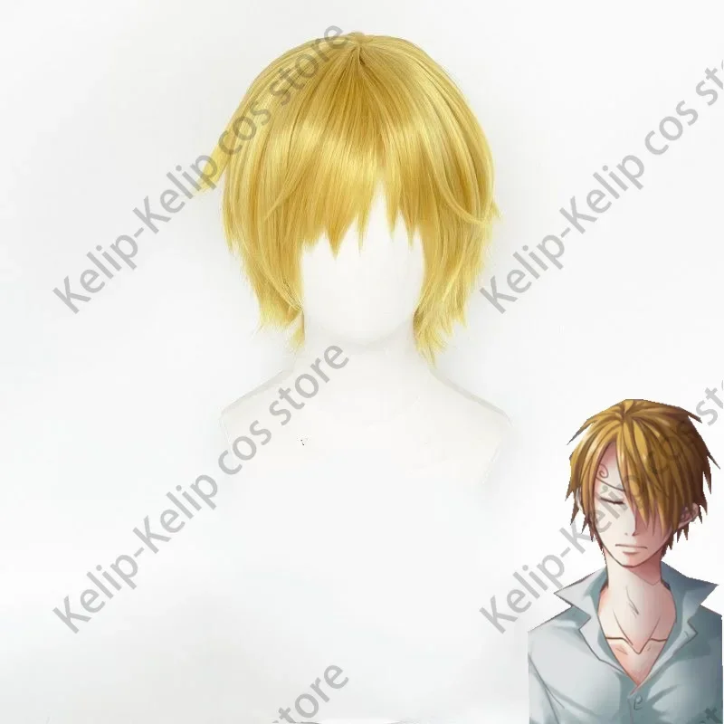 Anime Sanji Cosplay para homens, terno de carnaval, peruca fantasia disfarçada, camisa amarela, sapatos, legging, fone de ouvido, Egghead Island