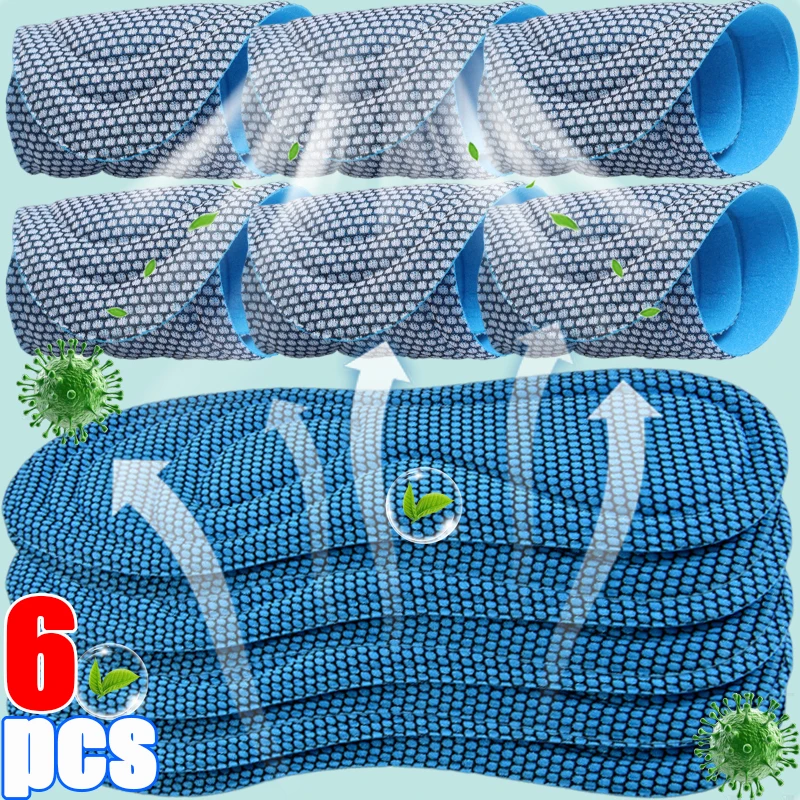

6pcs 4D Nano Antibacterial Adjustable Insoles Odor Control Inserts Shock-Absorbing Breathable Shoe Pads for Men Women Sports
