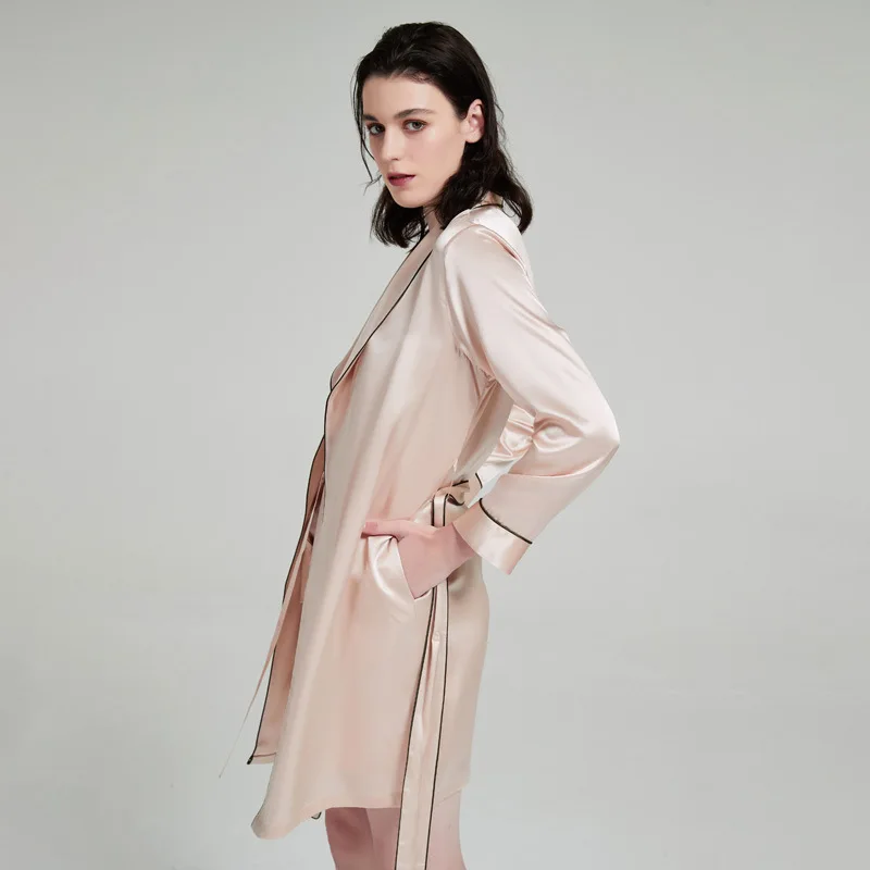 Women 2Pcs Silk Pajama Set Elegant V Neck Camisole Nightgown Long Sleeve Robe Luxury Sleepwear Loungewear Perfect Gift for Women