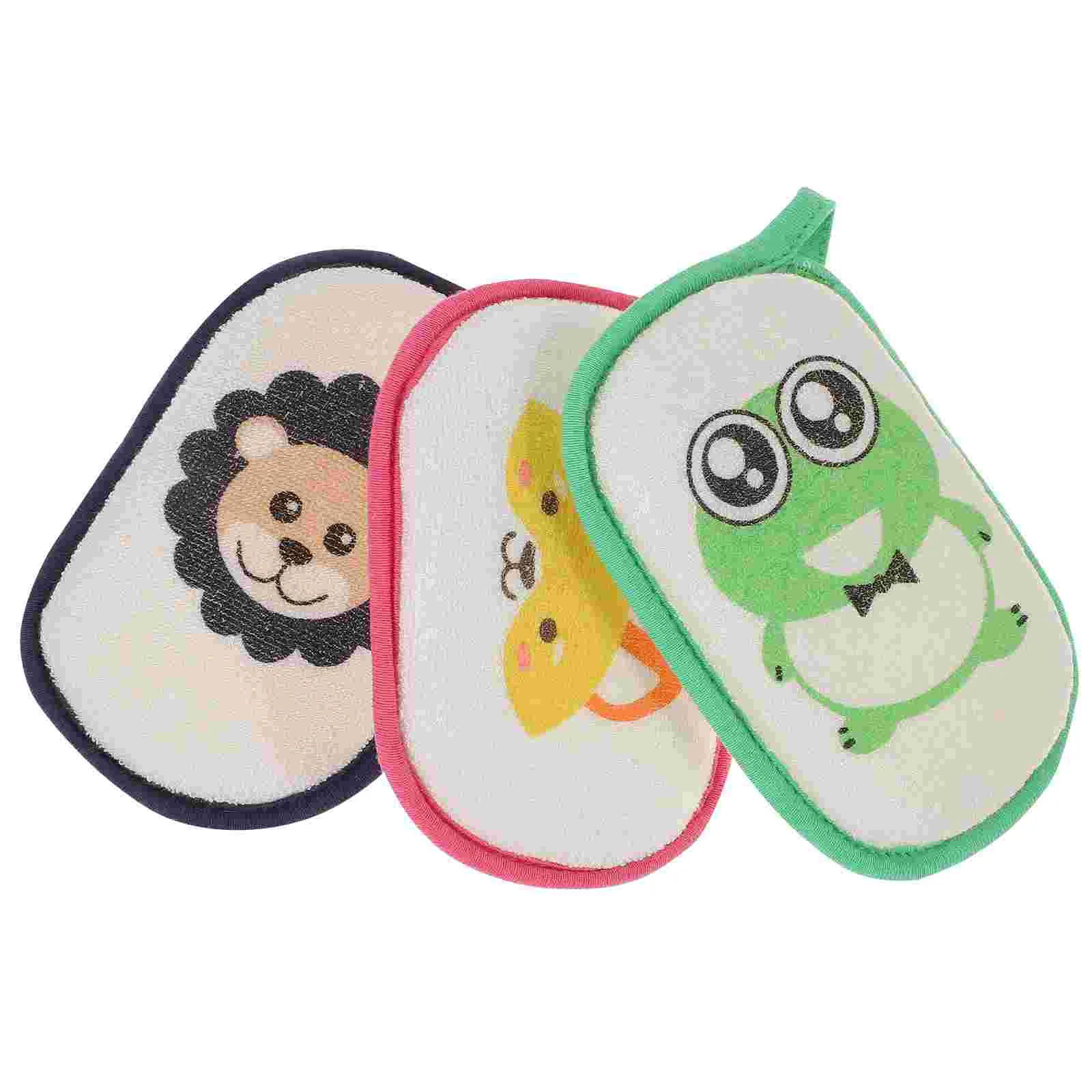 

3 Pcs Cartoon Kids Bath Scrubber Children's Sponge Infant Shower Protective Case
