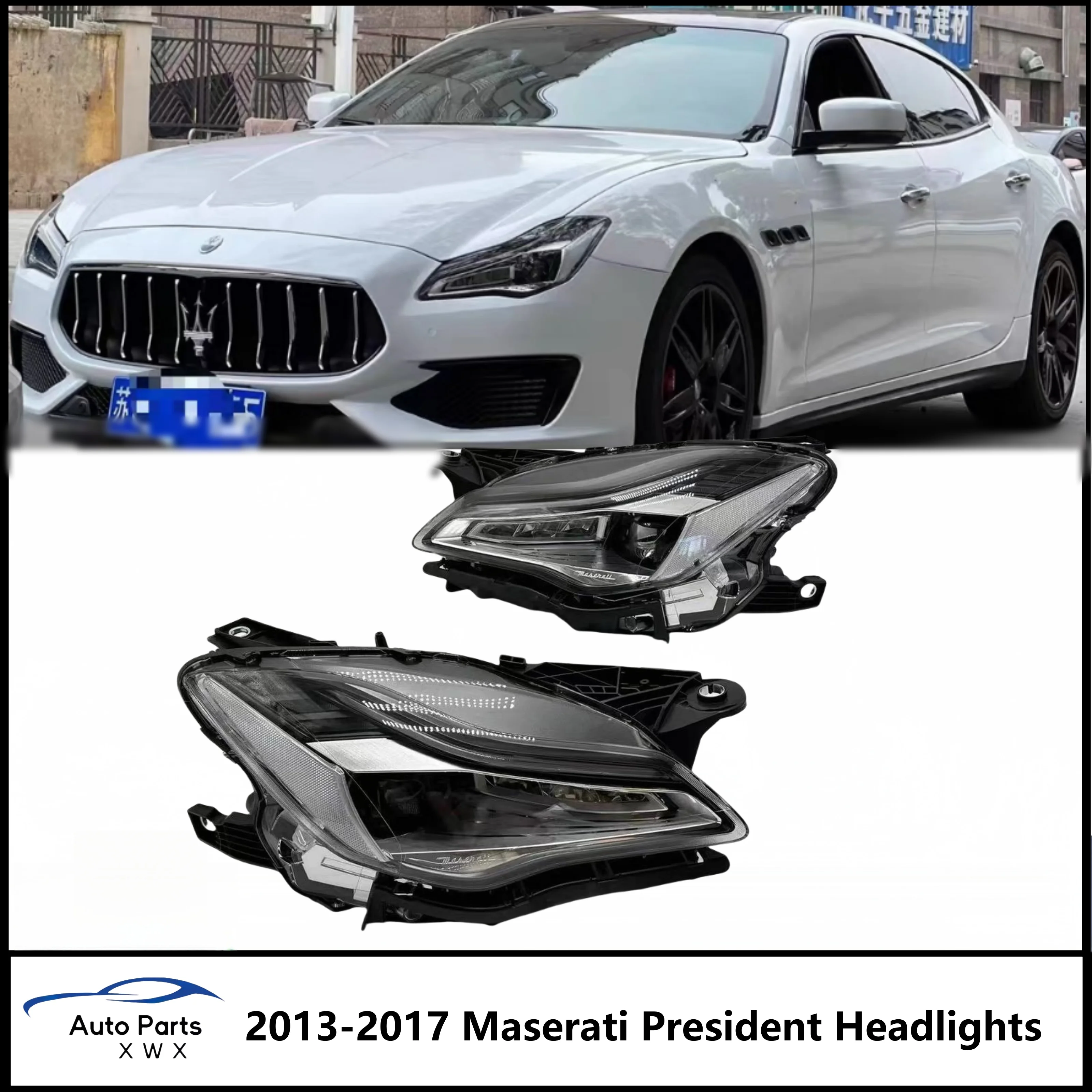 Suitable 2013-2017 for  Maserati President Headlights Assembly, Old Upgrades, New LED Matrix Headlights, Daytime Running Lights