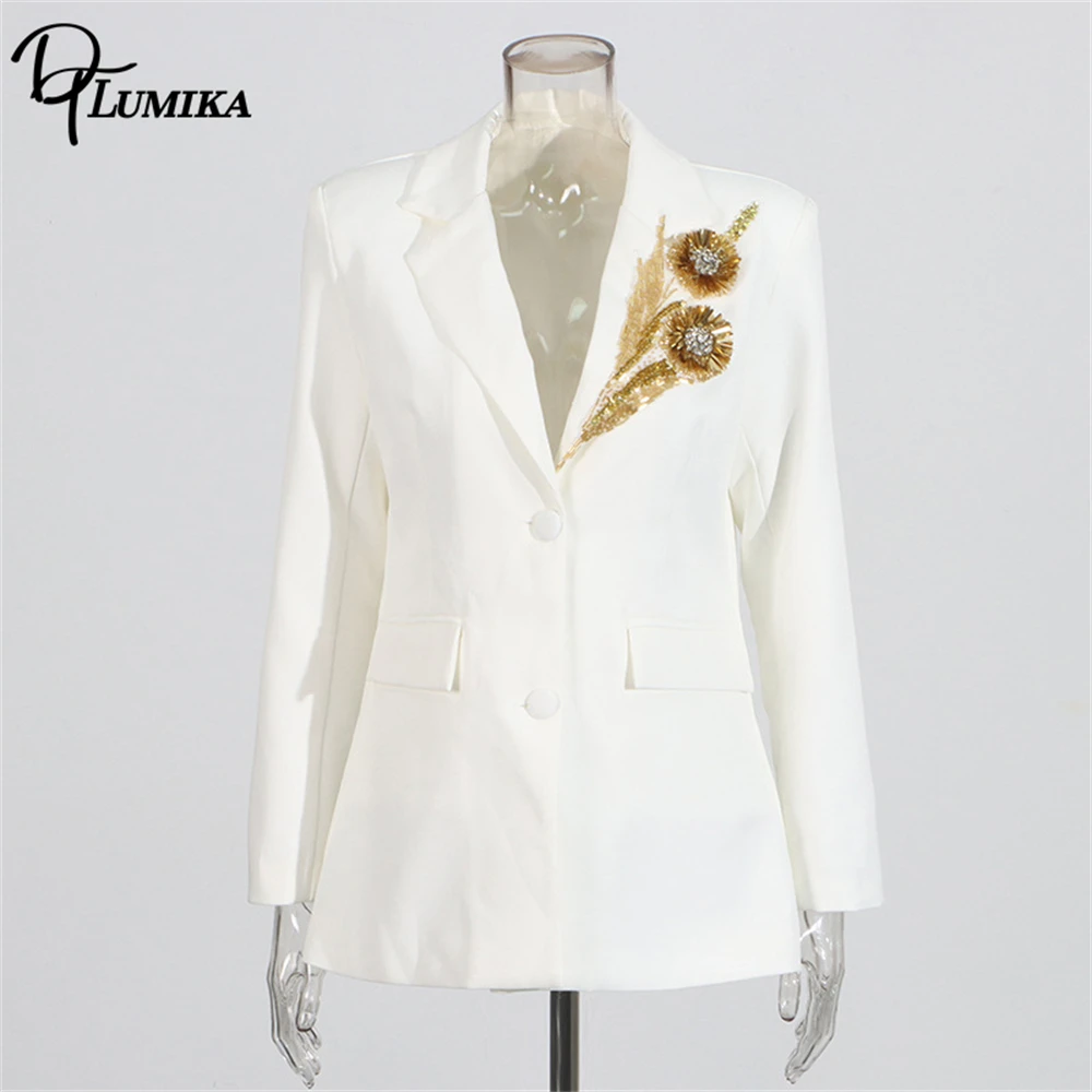 سترة بدلة صغيرة مطرزة بالزهور من DTLumika للنساء، سترة بدلة سوداء ضيقة، بدلات رسمية لحفلات العشاء #6