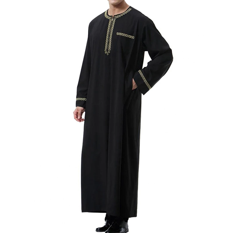 เสื้อคลุมลูกไม้แขนยาวของผู้ชายฤดูร้อน gamis Arab ตะวันออกกลาง