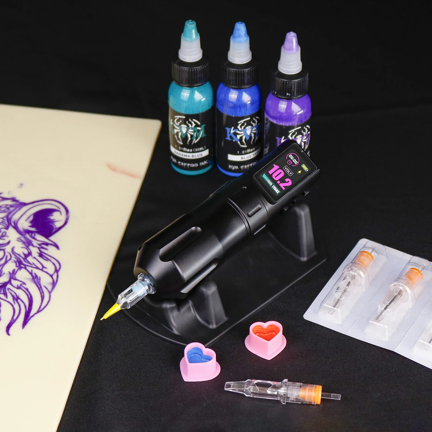 Soporte para lápiz de tatuaje, máquina de tatuaje de silicona, soporte para lápiz, bandeja, reposapiés, accesorios para tatuajes, suministros para tatuajes